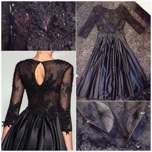 Elegant Black Lace Long Sleeve Dress